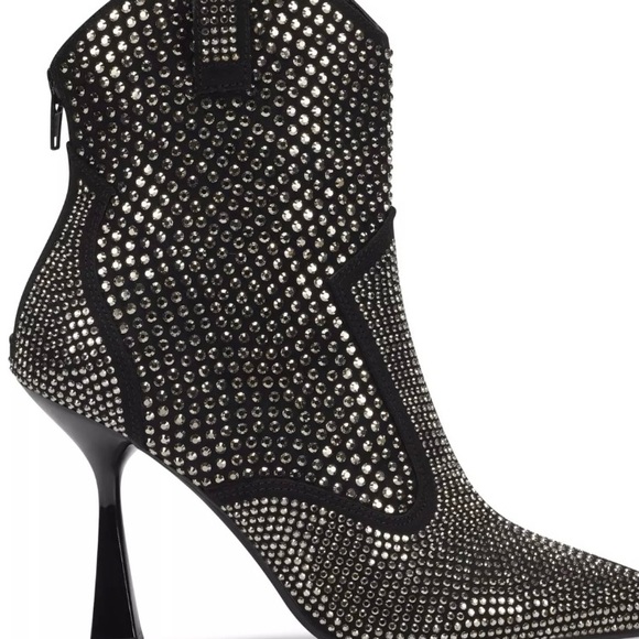 INC Black Rheinstone Comfort Oaklynne Pointed Toe Booties 8.5M - Picture 6 of 6